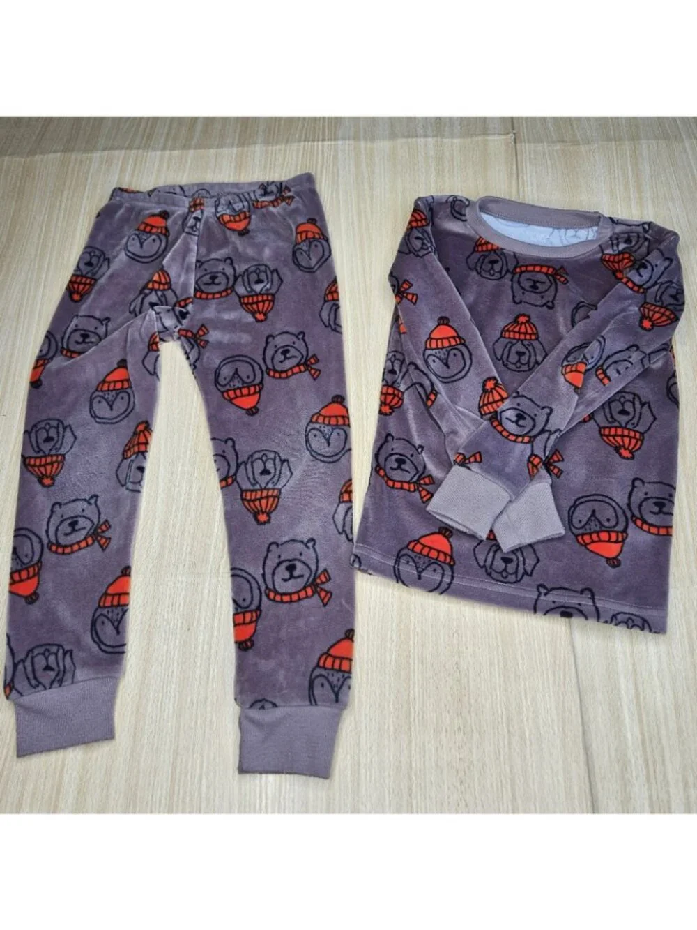 Carter's Toddler Boys Brown Velour Bear Pajama Set 4T